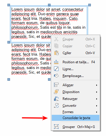 Consolider texte dans LibreOffice Draw 6.4