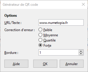 Générateur code QR dans LibreOffice 6.4