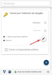 modifier mot de passe dans Keepass depuis Kee 2