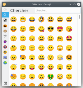 Sélecteur émoji dans KDE Plasma 5.18
