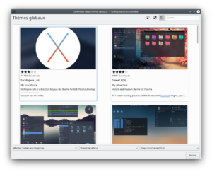 Téléchargement thèmes globaux dans KDE Plasma 5.18