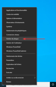 lancer gestion du disque