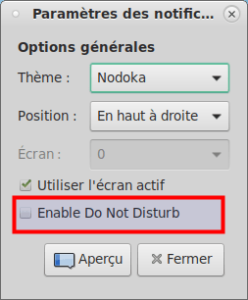Préférences de notifications "do not disturb" ajouté dans MATE 1.24