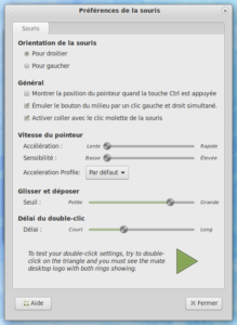 profil d'accélération souris dans MATE 1.24