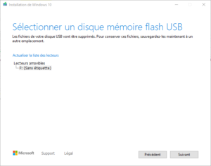 clé USB bootable installation Windows 10 - 5 - sélection usb