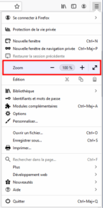 zoom traditionnel dans menu