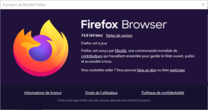 à propos Firefox 74