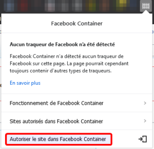 Facebook container