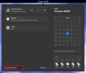 Notifications dans GNOME 3.36