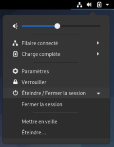 Panneau log/power off dans GNOME 3.36