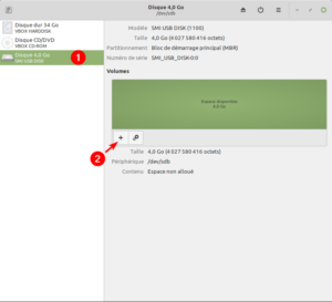 Gnome Disks Linux Mint - clé formatée