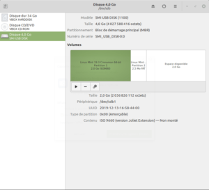 Gnome Disks Linux Mint - clé USB Bootable