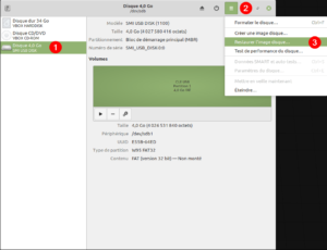 Gnome Disks Linux Mint - créer clé USB Bootable