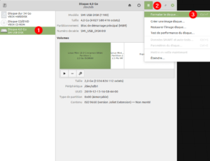 Gnome Disks Linux Mint - Formater clé USB Bootable