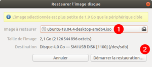 gnome-disks Ubuntu - sélection image iso