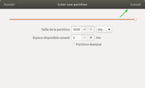 gnome disks - taille partition