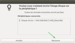 gnome-disks ubuntu - écrire image iso sur usb