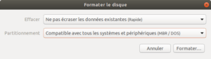 gnome-disks ubutnu - paramètres pour formater clé usb