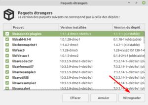 LMDE - rétrograder les paquets sélectionnés