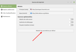 Rétablir miroir par défaut de LMDE