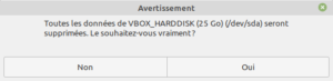 avertissement suppression données pour installation lmde 4