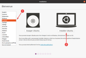 installation Ubuntu 20.04 LTS - choix langue