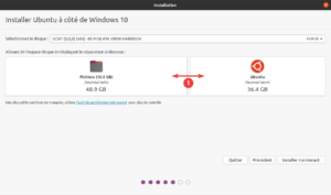installation ubuntu 20.04 - taille partitions dual-boot