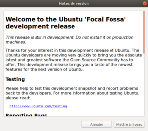 notes de version Ubuntu 20.04 LTS