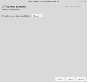 option grub installation lmde 4