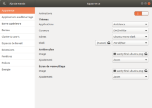 GNOME tweaks dans Bionic Beaver