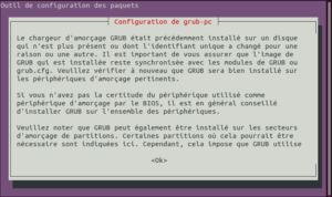 GRUB à reconfigurer lors de la mise à niveau