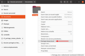 accès partage dossier Ubuntu