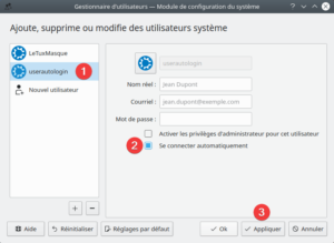 activer autologin dans kubuntu