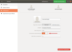 activer auto-login Ubuntu 18.04