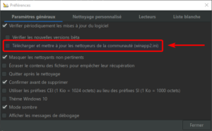 activer nettoyeurs supplémentaires sous Windows