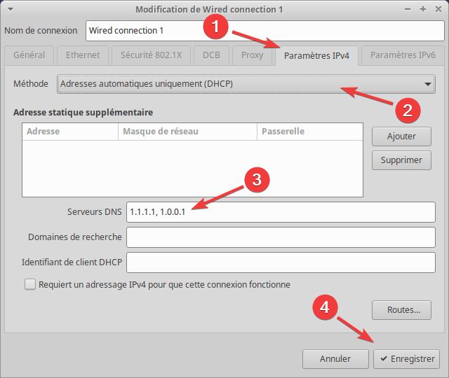 changer DNS dans variantes Ubuntu