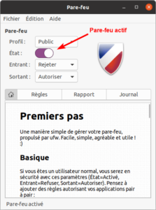 état firewall dans gufw