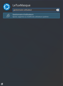 lanceur gestionnaire utilisateurs kubuntu