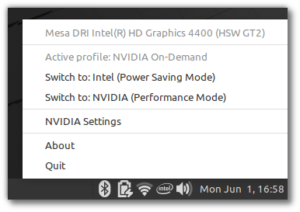 Nouveau menu NVIDIA Optimus