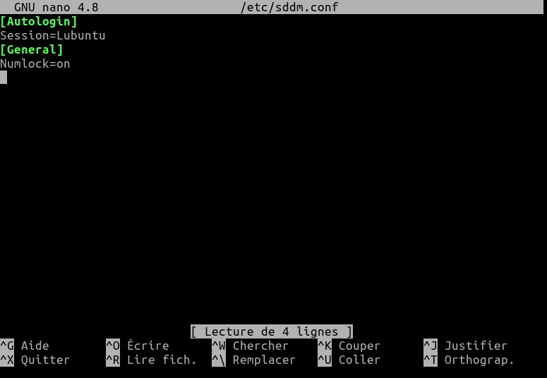 sddm-conf modifié dans lubuntu 20.04