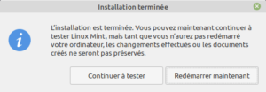 Redémarrage Fin