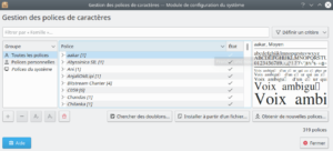 gestion polices de caractères dans Kubuntu