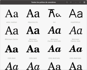 gestionnaire polices de caractères dans Ubuntu