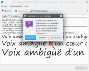 installation police caractères dans système Kubuntu