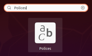 lanceur gestionnaire polices de caractères dans Ubuntu