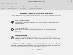 Linux Mint 20 - bienvenue gestionnaire des MAJ