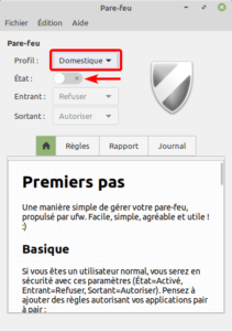 linux mint 20 - pare-feu profil domestique