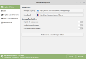 Linux Mint 20 - Sources de logiciels