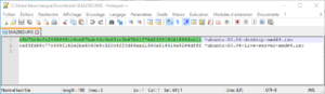 notepad++ fichier sha256sums ubuntu focal