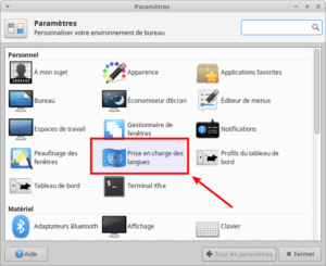 accès prise en charges des langues Xubuntu